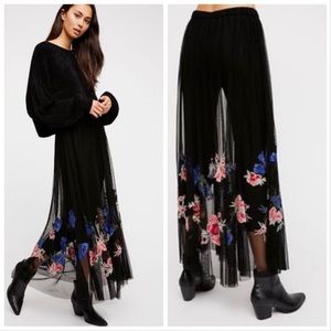 Free People Boho Tulle Maxi Skirt W/Black Legging